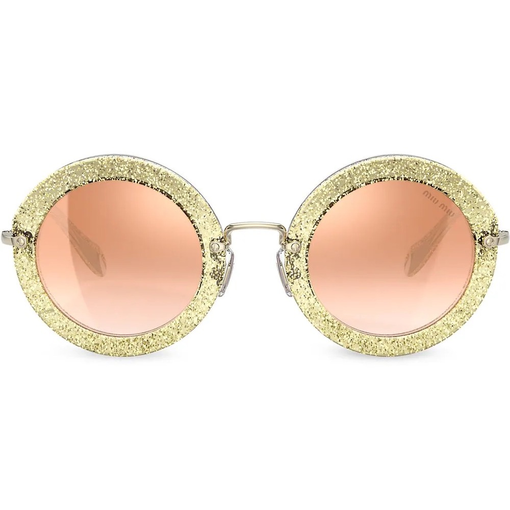 Miu Miu gold round glitter sunglasses